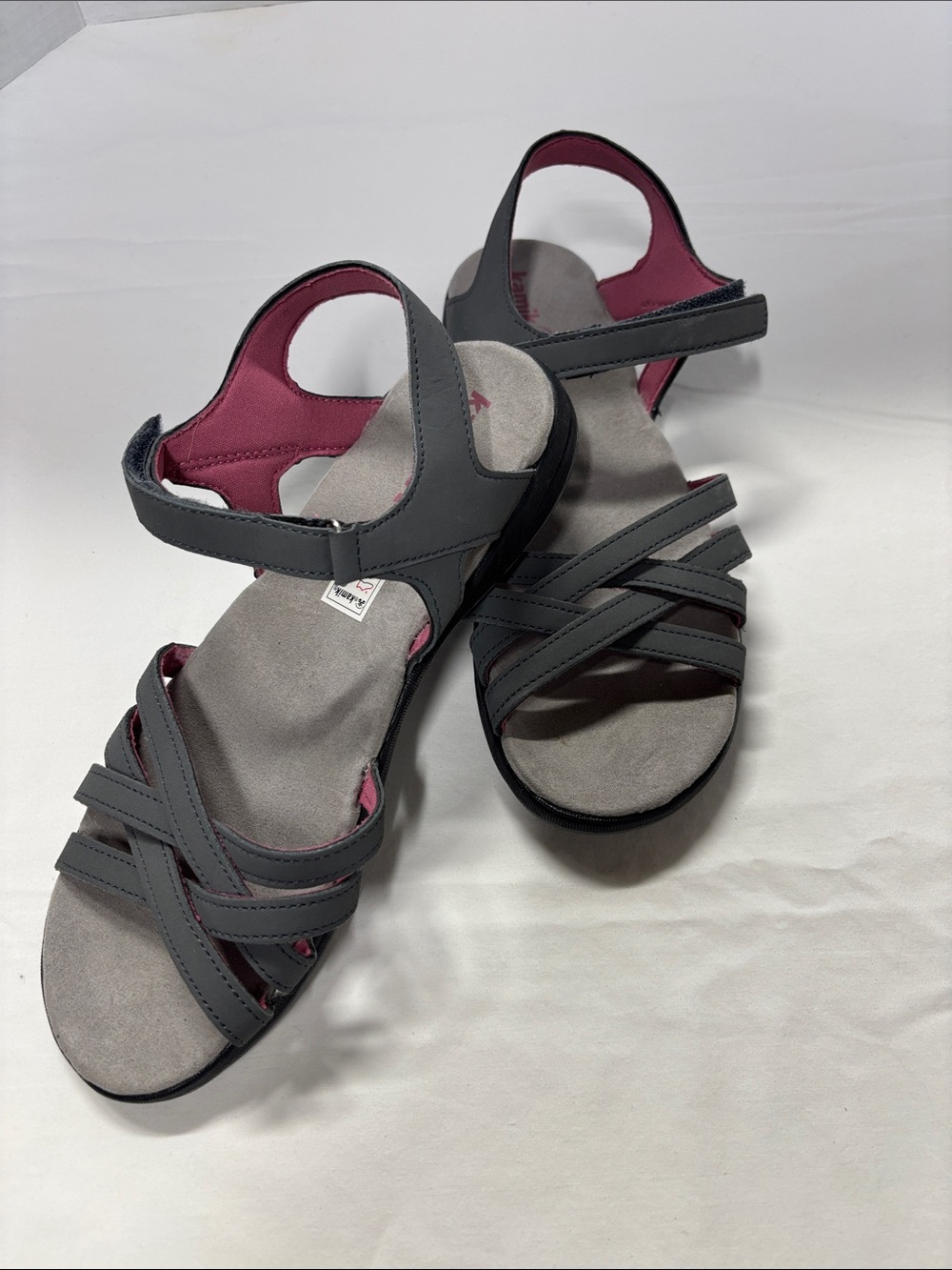 Kamik Gray Strappy Sandals with Pink Lining